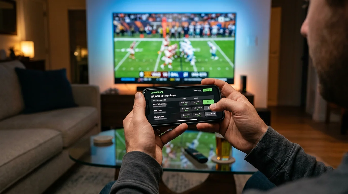 Línea de apuestas de props de quarterback en la NFL con cuotas over under de yardas de pase