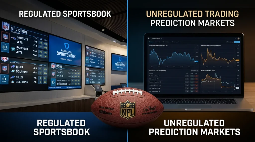 Comparacion entre prediction markets y sportsbooks regulados para props NFL